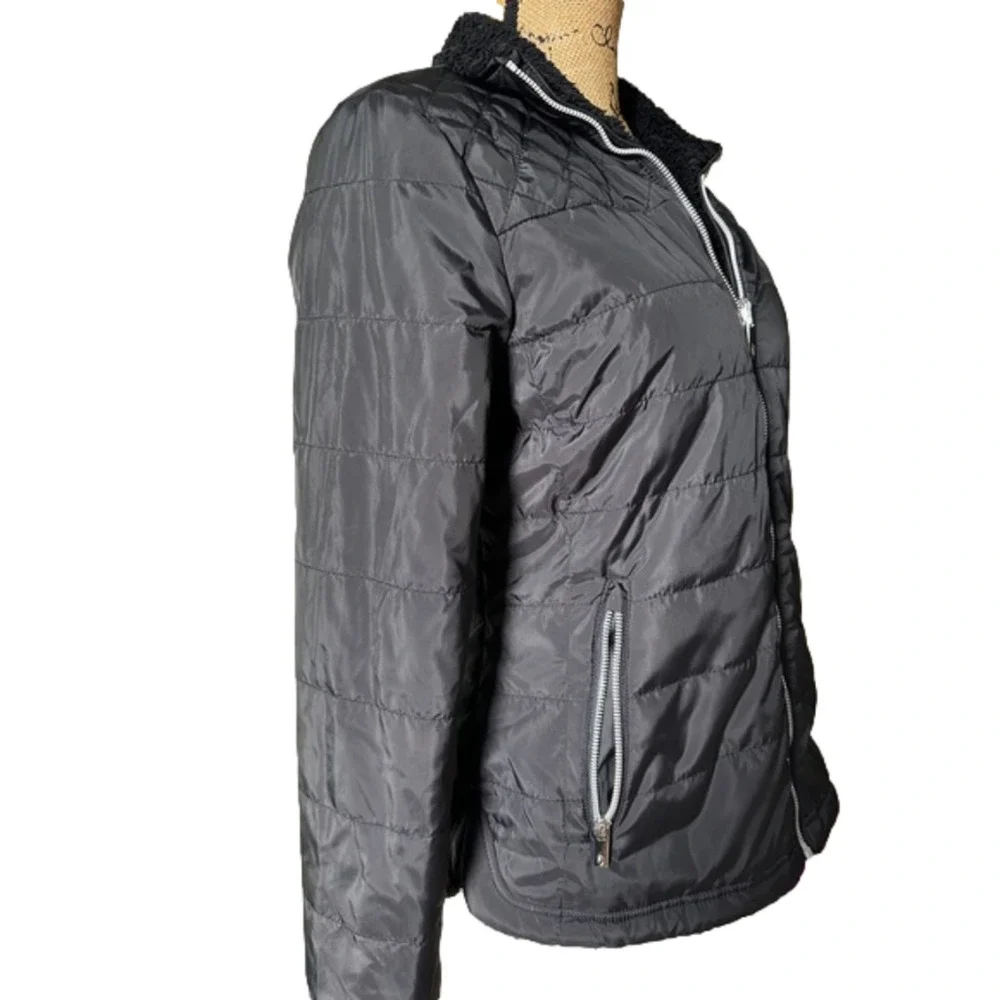 Free Country Jacket Women's Small Black FreeCycle Cloud Lite Reversible Faux Fur